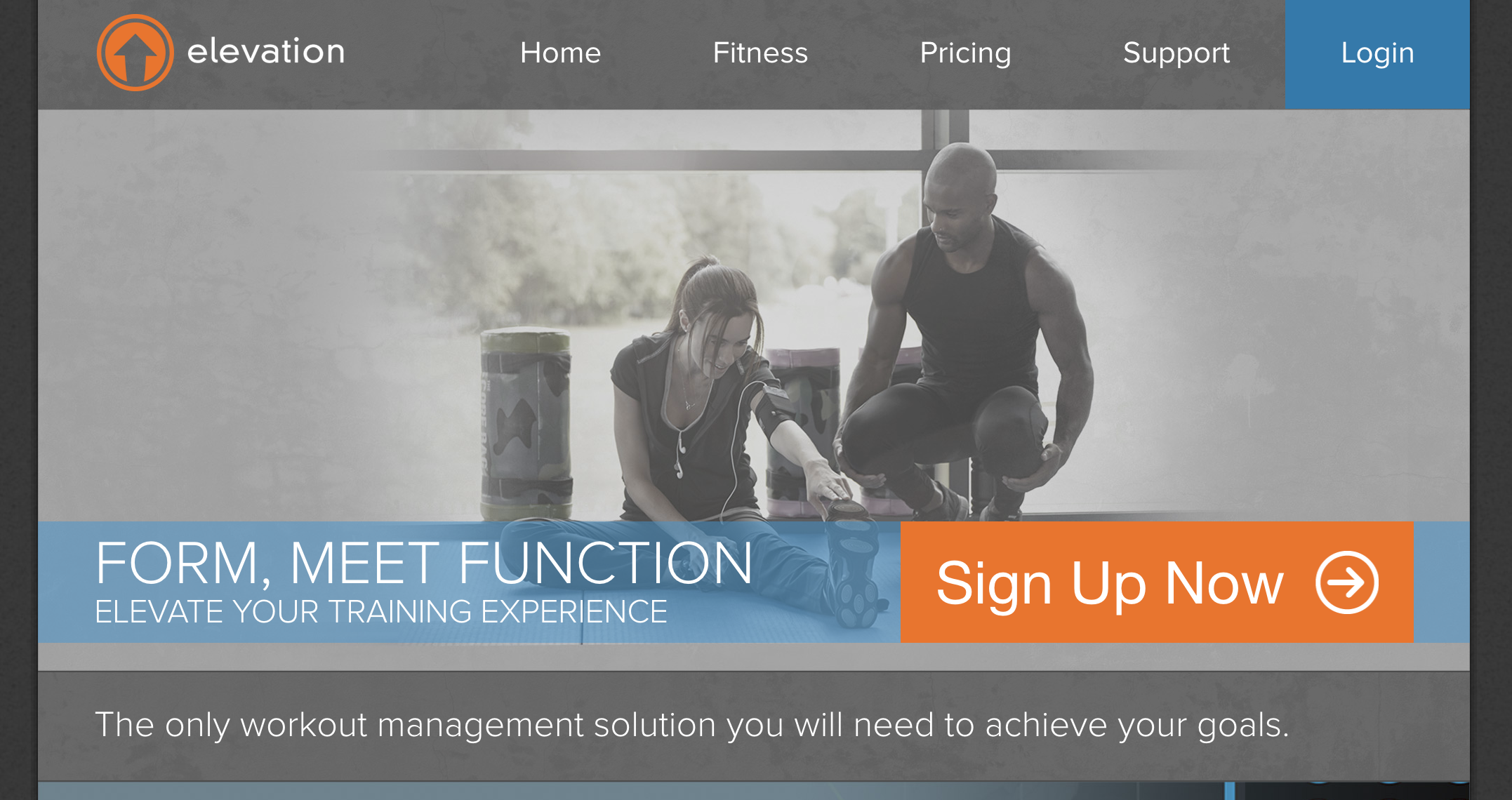 Elevation Fitness website screenshot