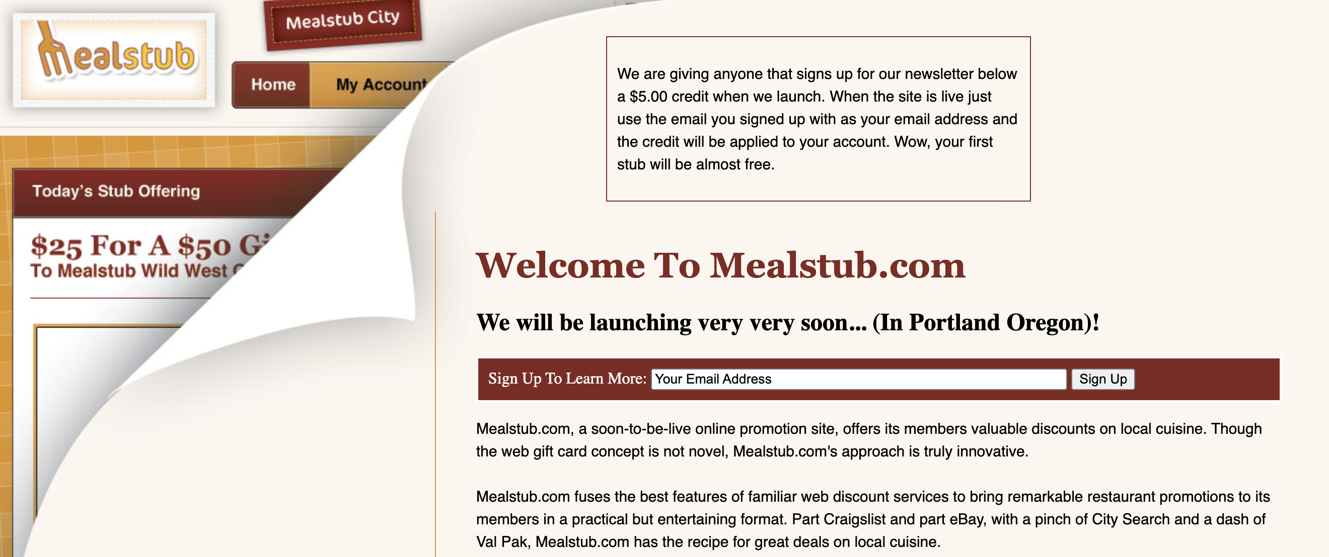 Mealstub website screenshot