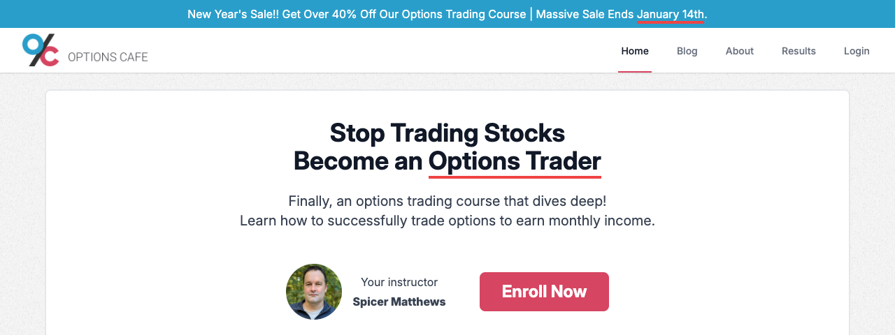 Options Cafe website screenshot