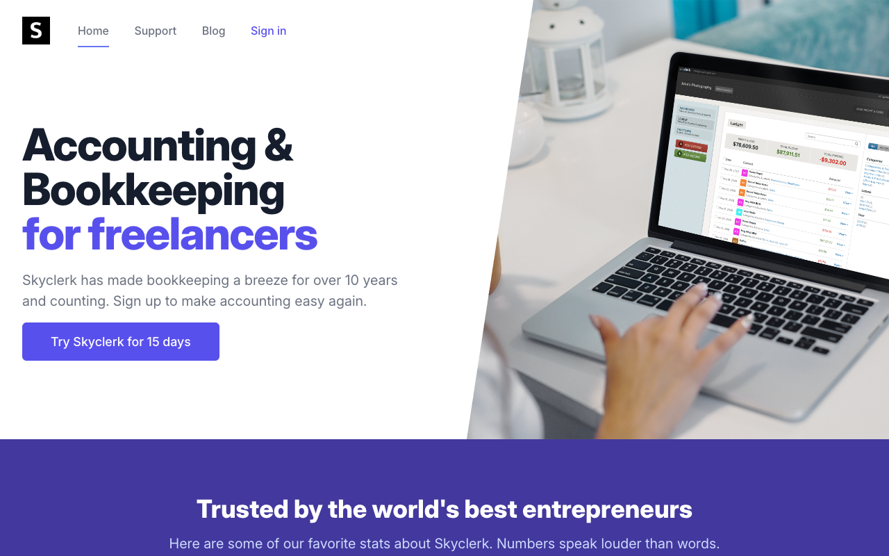 Skyclerk website screenshot