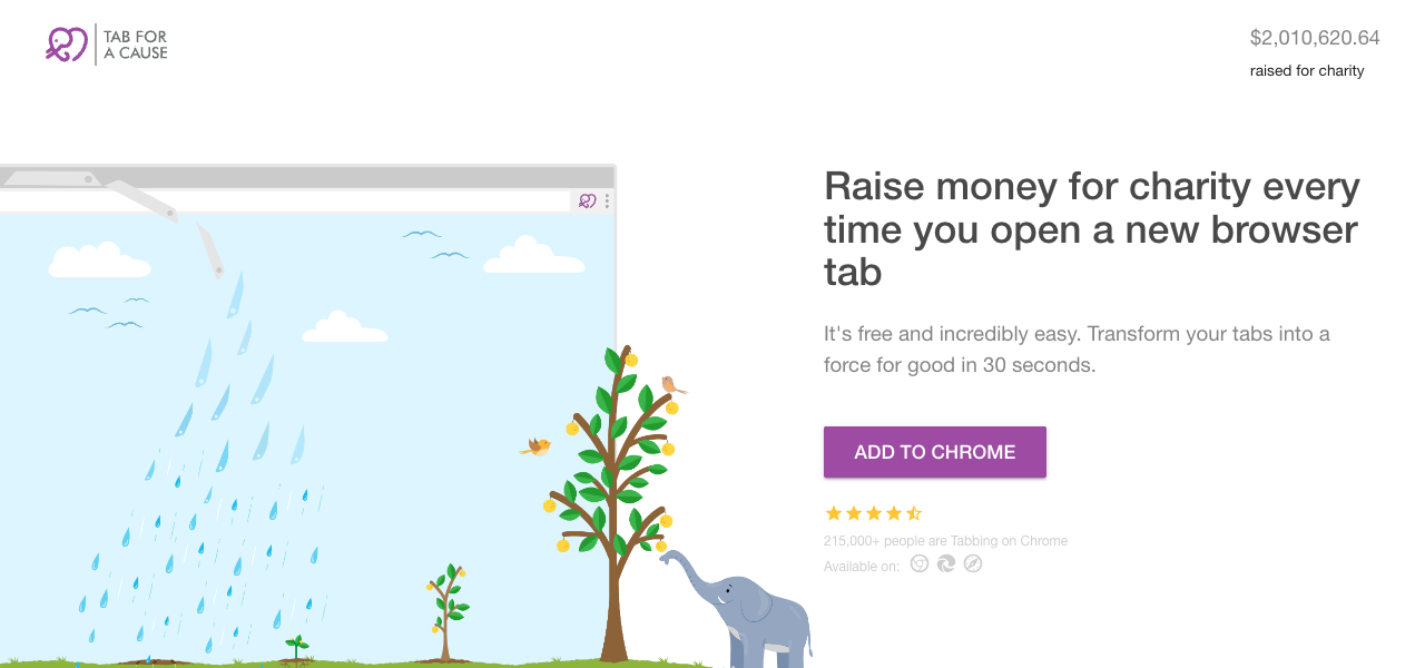 Tab for a Cause website screenshot